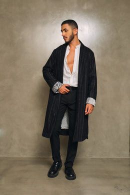 Black Striped Reversible Coat