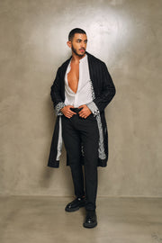 Black Striped Reversible Coat