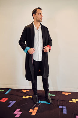 Black Tetris Reversible Coat
