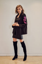 Fuschia dragon double breasted blazer