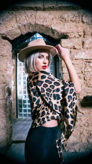 Beige Leopard Off-the-Shoulder Top