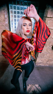 Red Tiger Off-the-Shoulder Top