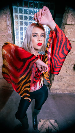 Red Tiger Off-the-Shoulder Top