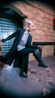 Green & Burgundy Double-Breasted Coat