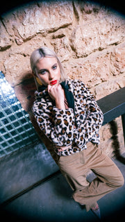 Leopard Faux Fur Hoodie Jacket