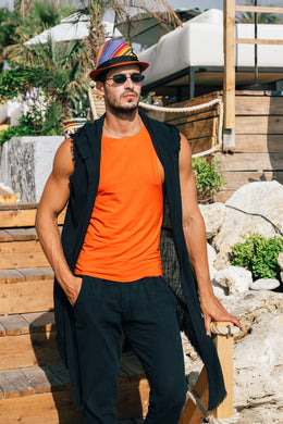 Navy Sleeveless Hoodie