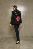 BLACK POPPY BLAZER WITH STRAIGHT CREPE PANTS AND CHAIN CROPPED TOP BLZ357-PNT037-CRGTOP004