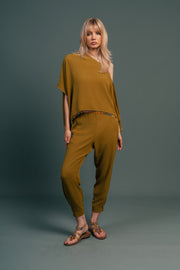 Olive Jogger Set with Beaded Border