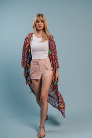 The Star Feather Signature Kimono with Feather and Beaded Border