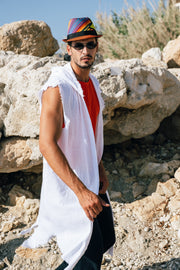 White Sleeveless Arrow Hoodie