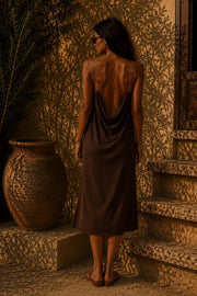 BROWN MIDI DRESS