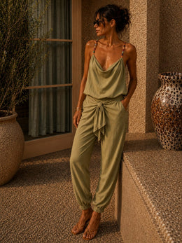 KAKI KNOT DRAPE PANTS