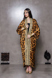 Leopard Kimono with Mirror Trim