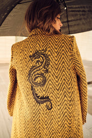 Mustard Dragon Double Breasted Coat