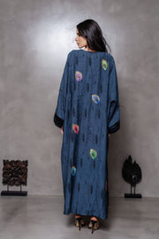 Navy Multicolor Featther Kimono