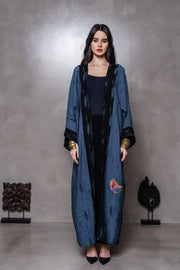 Navy Multicolor Featther Kimono